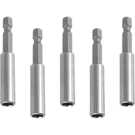 Rallonge de perceuse magnétique 5 pièces, jeu de porte-embouts 60 mm en acier inoxydable, porte-embout magnétique puissant, 1/4" pour perceuse électrique, clé à chocs, tournevis (1/5)