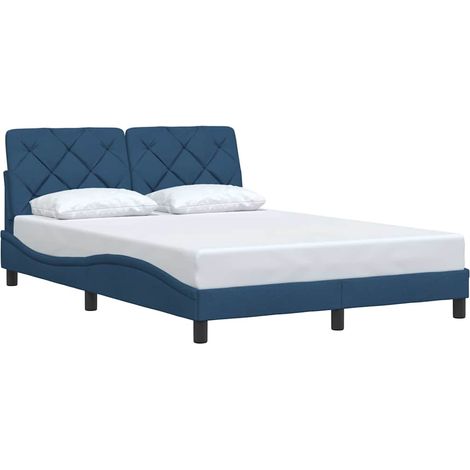 Lit double,Lit adulte,Cadre de lit sans matelas bleu 140x190 cm tissu CFW9173912 (1/5)