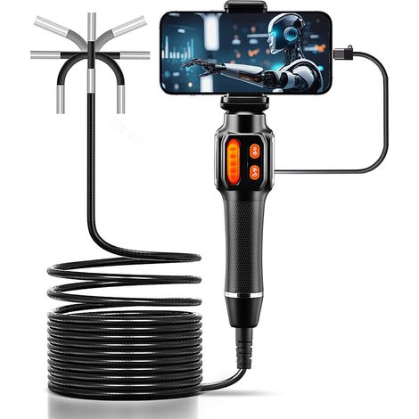Endoscope industriel avec caméra transparente 1080p et 8 lumières LED réglables pour examen de voiture à domicile (1/5)