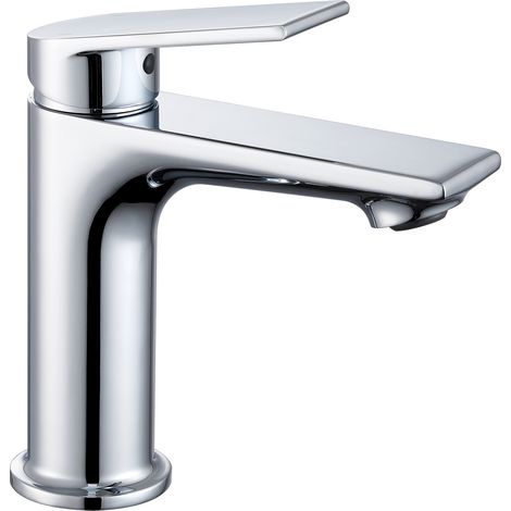 CECIPA MAX Grifo de baño, grifo con altura de caño de 113 mm, grifo para lavabo de baño, diseño con manija cuadrada, Chrom S