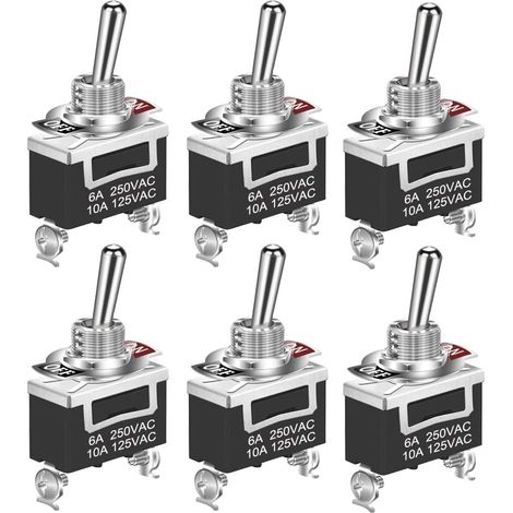 Metall-Wippschalter – 6 Stück – SPST 2-polig – 12 V bis 230 V – Für Boote und Fahrzeuge (1/4)