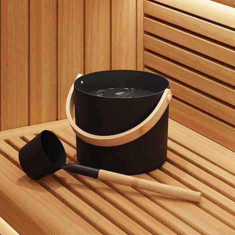 vidaXL  Sauna Accessory Set  2 pcs Black Aluminium and Solid Pine Wood