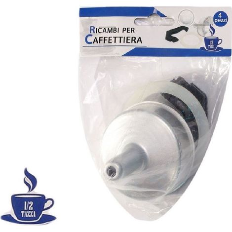 Kit 4pcs Pièces Détachées Filtre Joint Entonnoir Poignée Cafetière Moka Taille 1/2 Tasse
