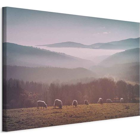 Pintura - Ovejas contra un paisaje montañoso (1ª parte) - animales en la naturaleza (1/5)