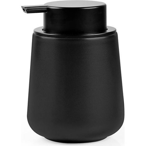 Dispenser di sapone liquido in ceramica nera da 355 ml, ricaricabile, per bagno e cucina, con pompa a pressione facilitata. (1/5)