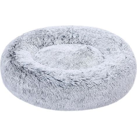 Lit renforcé en fausse fourrure Doux en forme de donut pour animal domestique, Chien, Lavable en machine, 70 cm, Gris (1/5)