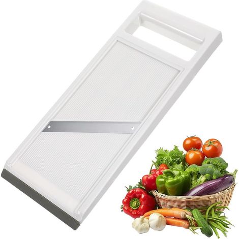 Mandoline Cuisine,Coupe Légumes Multifonctions avec Lame en Acier Inoxydable,Mandoline Rappeuse Légumes,Ustensiles de Cuisine pour Trancher Pommes de Terre,Fromage et Oignons(Blanc) (1/5)