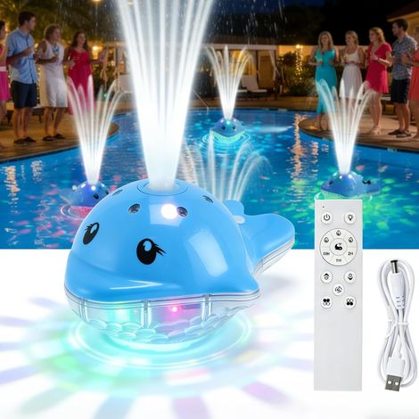 Fontaine pour Piscine avec Lumières, Éclairage Flottant avec Télécommande, 12 Modes Couleur, 2 Réglages Jet, Rechargeable – pour Bassins Hors Sol Et Enterrés (1/5)