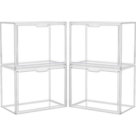 Lot de 4 boîtes de rangement en plastique transparent pour sac à main avec porte magnétique, bacs de rangement anti-poussière pour livres, jouets, chapeaux (1/5)