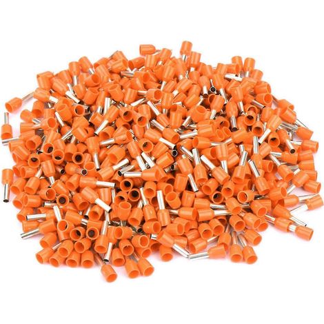 500 Stück/Set E2508 Kaltgepresste Anschlussrohre Isolierte Klemmen Kabelverbinder (orange)