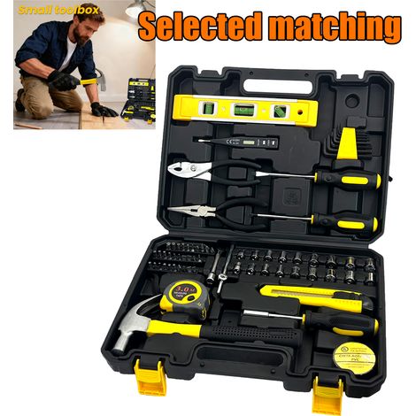 Coffret d'outils de mécanicien 78 pièces, comprenant douilles, tournevis, marteau, pinces, clés hexagonales, embouts spéciaux et outils à main. (1/5)