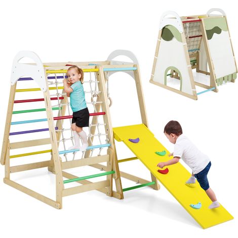 COSTWAY Multi-functional Kid¡¯s Climbing Toy with Slide & Climbing Net