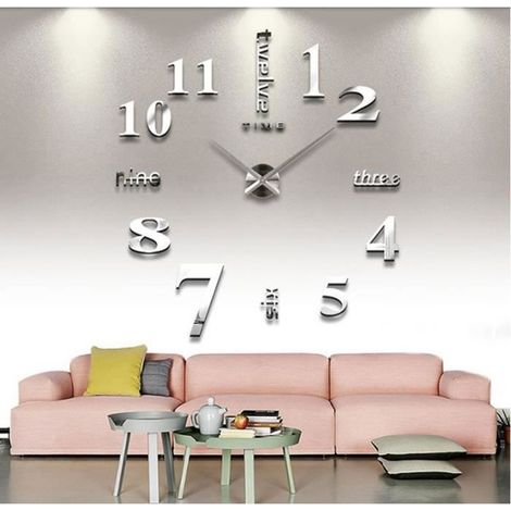 acrylique quartz créatif bricolage aiguille des horloges modernes montres grande horloge murale sticker miroir salon décoration (1/2)