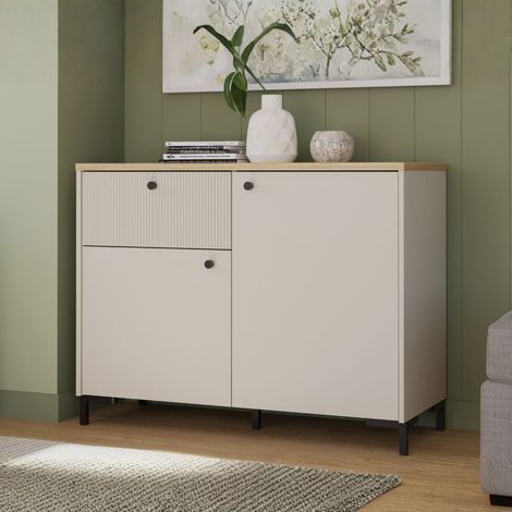 Madia 2 ante, 1 cassetto cannettato e top rovere Unit (1/5)