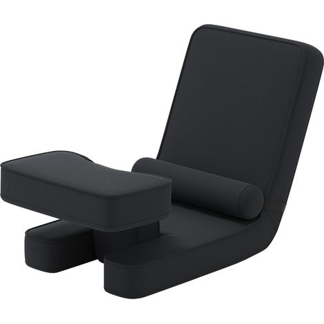 Divano letto pieghevole 84 x 50 x 67 cm con schienale e poggiapiedi regolabili stile moderno tessuto nero 200017899
