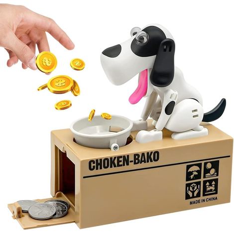 Tirelire Chien Affamé, Tirelire en Forme de Chien Affamé, Tirelire Electronique Enfant, Tirelire Chien Économiser,Tirelire Jouet à Croquer Cadeau d'Anniversaire pour Enfants Fille Garçon -Blanc (1/5)