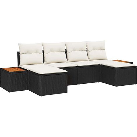 Maison Exclusive - Gartensofa-set mit Kissen 6 pcs Schwarz und Cr