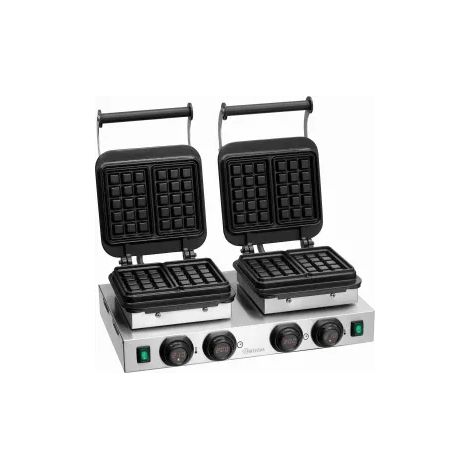 Gaufrier double MDI Bartscher 2BW160-101 – 2 x Bruxelles, Fonte émaillée, 4400 W, 220 V - MONO