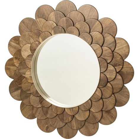 Miroir Mural en Bois "Fleurs" 120cm Marron (1/3)