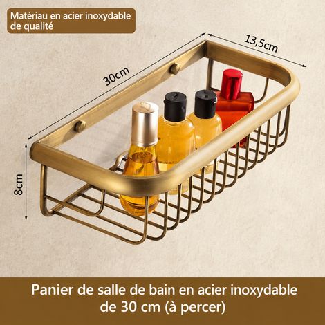 Étagère 30 cm de salle de bain en laiton rétro antique, rangement mural WC 600 g – Livraison gratuite (1/5)