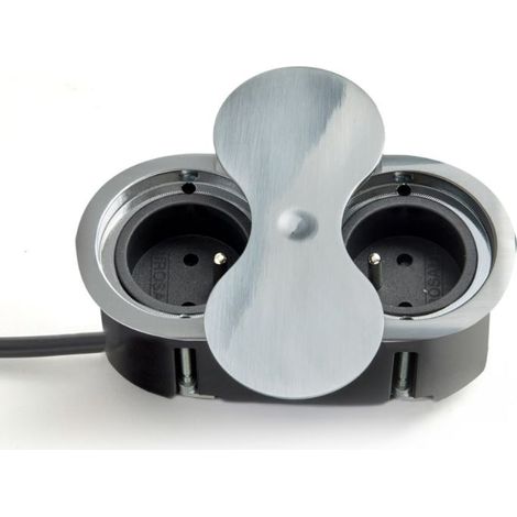 Bloc de 2 prises a encastrer Inox (fixation par le dessus) 033IB-UP Msa France (1/5)