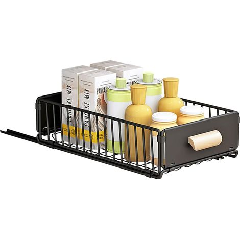 Tiroir Coulissant Cuisine Rangement Aucun Perçage Organisateur Placard pour Armoires Salle de Bain Comptoir 40 24 10cm - (1/5)