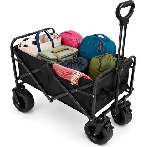 TRADE SHOP - Carrello Pieghevole Portatile Multiuso Portata 80kg Ruote Con Bloccaggio Manico Retrattile - (1/5)