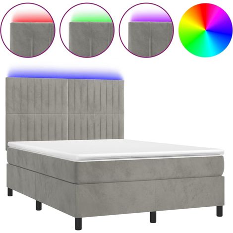 Maison Exclusive - Letto a Molle Materasso e LED Grigio Chiaro 140x190 cm Velluto (1/5)