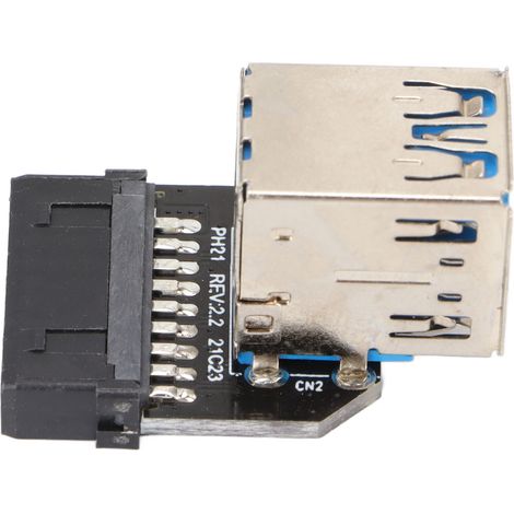 Adaptateur Double Port USB 3.0/3.1 vers 20 Broches, Convertisseur Haute Vitesse pour Connectique PC (1/5)