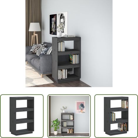 Étagère décorative - Bibliothèque/Séparateur de pièce Gris 60x35x103 cm Pin massif (1/5)
