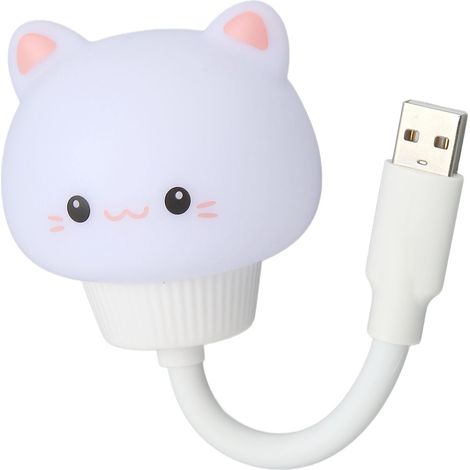 Lampe LED USB avec commande vocale, 3 niveaux de luminosité, minuterie, protection oculaire, portable, design chat mignon, veilleuse pour chambre dortoir (1/5)