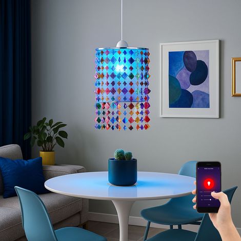 Kinder Decken Hänge Lampe App Sprachsteuerung steuerbar per Handy im Set inkl. RGB LED Leuchtmittel