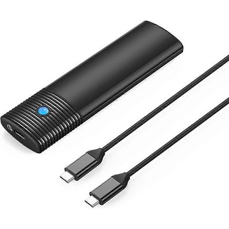 Externes Gehäuse für M.2 NVMe SATA USB 3.2 10Gbps Festplatte, UASP-Unterstützung, Dual-Protokoll, ultraschnelles schwarzes Gehäuse.