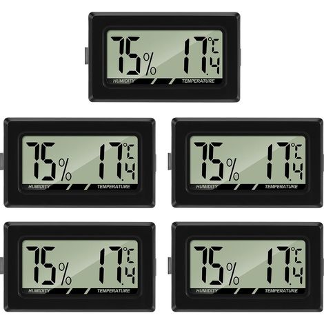 Mini LCD Digital Thermometer Hygrometer Temperature Humidity Tester Portable Thermometer Thermo-Hygrometer Indicator for Office Kitchen Humidifiers Reptile Incubators (5pcs) (1/5)