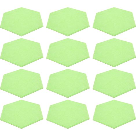 Lot de 12 Panneaux Acoustiques Hexagonaux Auto-Adhésifs, Mousse Insolorisante en Coin, Isolation Phonique Murale, Vert (1/5)