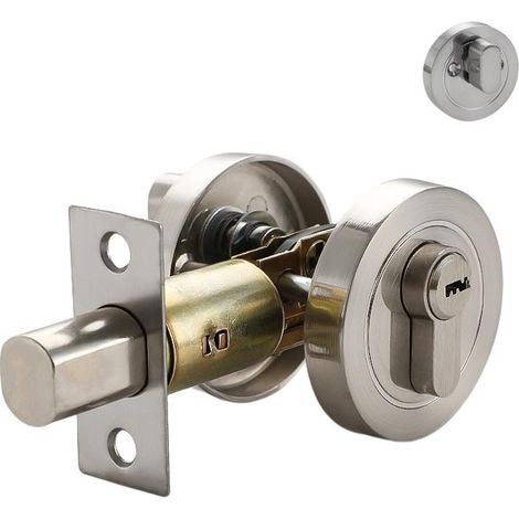 Serrure encastrée à clé unilatérale – Verrou d'intimité en alliage de zinc, panneau rond affleurant pour portes de salle de bain et chambre (1/5)