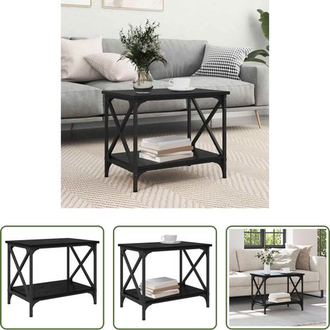 Wohnzimmer - Beistelltisch Schwarz Eichen-Optik 55 x 38 x 45 cm (1/5)