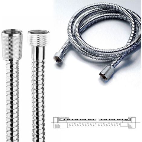 Bossini Flessibile L.200 cm, in ottone doppia aggraffatura, finitura cromo A00045E00030004