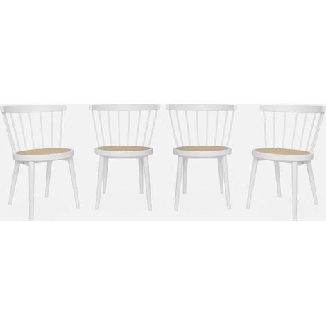 Set di 4 sedie in legno e paglia