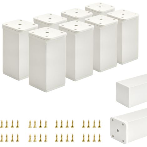 8 gambe base per mobili  Sezione trasversale 40x40 mm  Altezza: 80 mm  Colore: Bianco + Viti incluse (1/5)