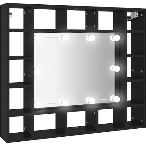 Armoire à miroir à LED noir 91x15x76,5 cm (1/5)