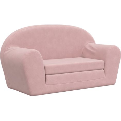 Canapé-lit pour enfants 2 places rose peluche douce