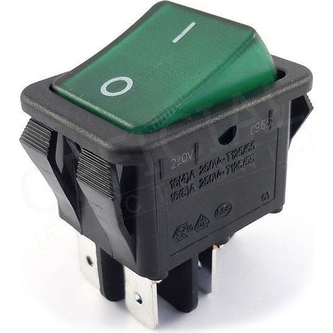 Interruttore a ribaltamento verde 16a/250vac R2101c5gbg9nwc