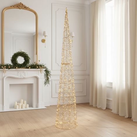 Albero a cono "Laila" oro con microled per decorazioni natalizie per uso interno -h 180 cm (1/5)