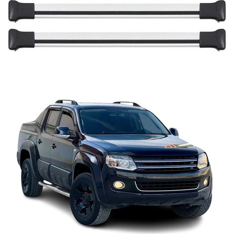 OMAC Barres de toit en aluminium pour VW Amarok I 2010-2020 – TÜV / DIN 75302:2019 – Charge max 75 kg – 2 barres Argent (1/4)