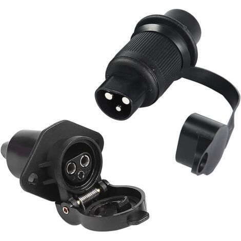 Prise Remorque 3 Broches et Fiche pour Remorque 12V, Prise Électrique 3 Broches Femelle Connecteur Prise Attelage Remorque Male 3 Broches Étanche pour Machines Agricoles, Camions, Bateaux (1/5)