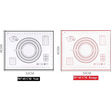 Tappetini antiaderenti in silicone per forno e pasticceria, 2 pezzi, 50 x 40 cm (rosso + nero) (1/4)
