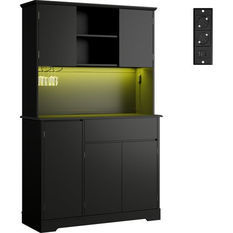 Bealife 107x172cm Armario Despensa Cocina Alta con LED, Negro (1/5)