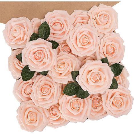 25 Fleurs Artificielles,Mousse Rose,Tige Ajustable,Feuille Incluse,Décoration Mariage (1/5)