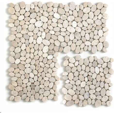 Carrelage de mosaïque (Boite de 1m²) / Plaque mosaïque mur et sol en marbre naturel coloris blanc mat - 33 x 33 cm